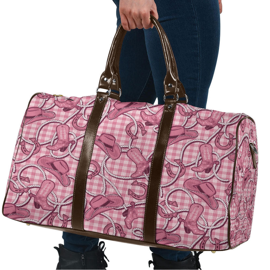 Pink Hawaii Palaka Cowboy Travel Bag Hawaiian Paniolo Festival Spirit