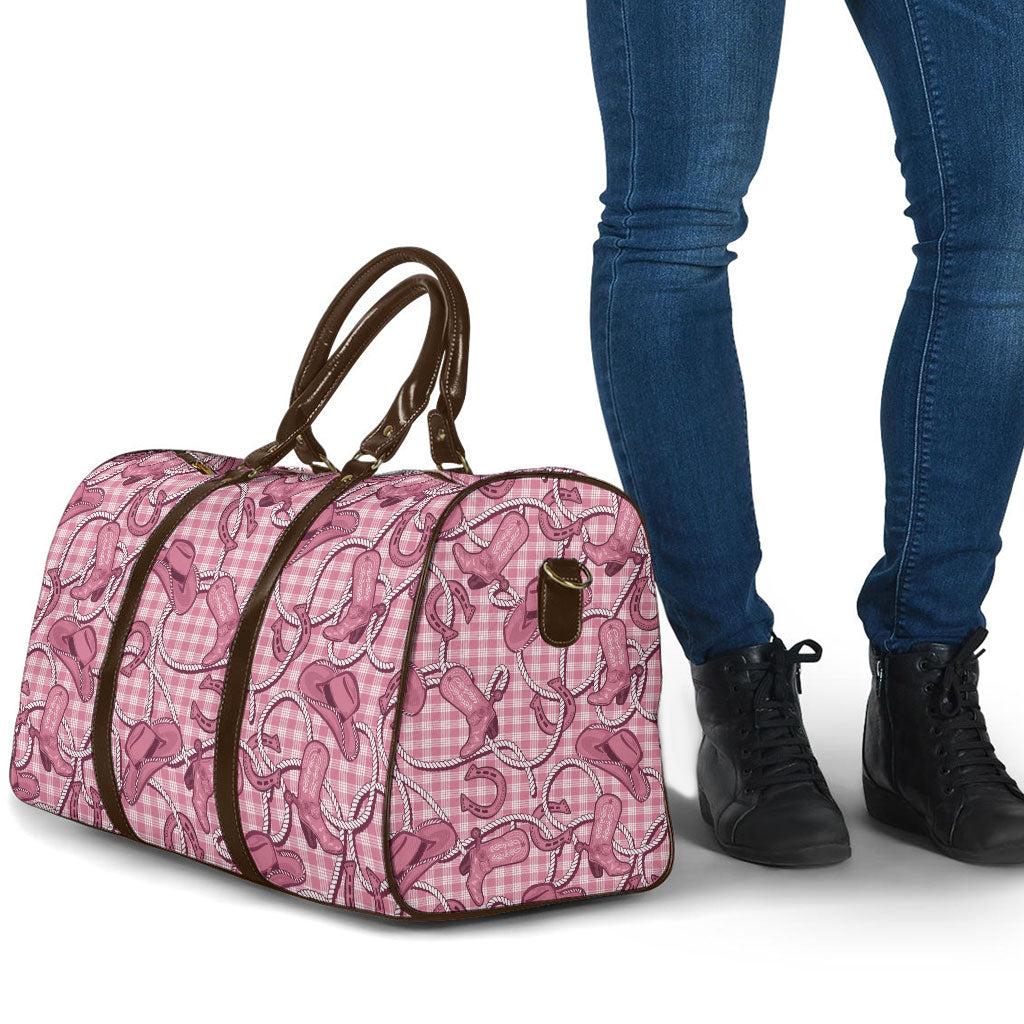 Pink Hawaii Palaka Cowboy Travel Bag Hawaiian Paniolo Festival Spirit