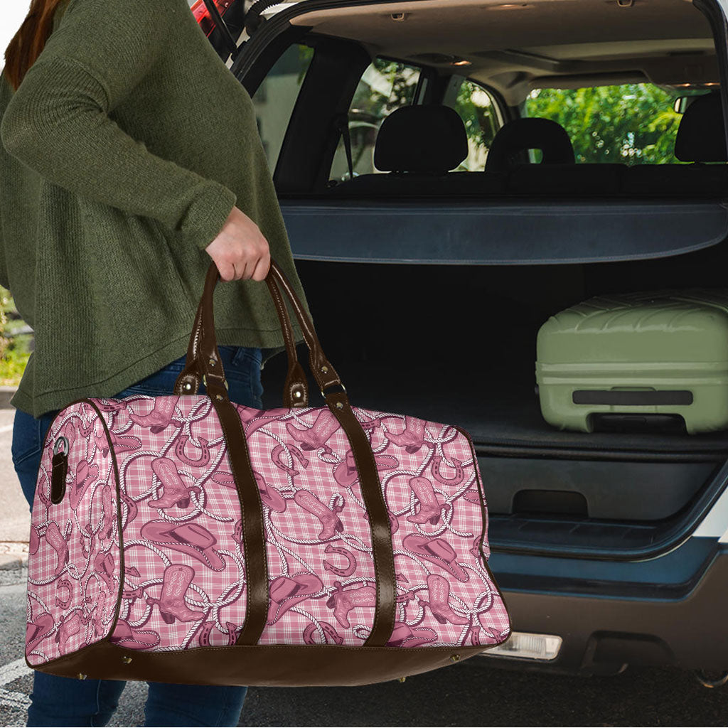 Pink Hawaii Palaka Cowboy Travel Bag Hawaiian Paniolo Festival Spirit