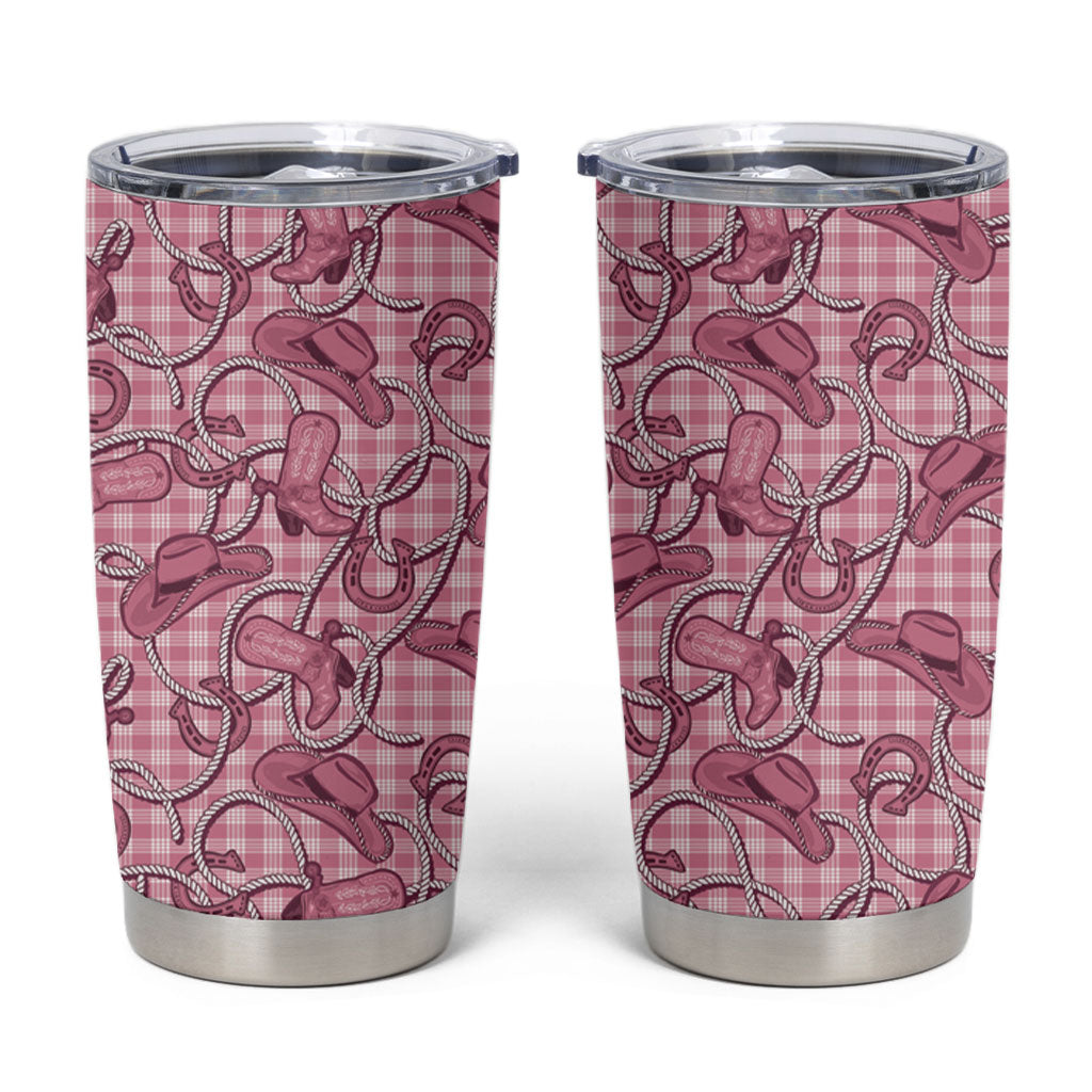 Pink Hawaii Palaka Cowboy Tumbler Cup Hawaiian Paniolo Festival Spirit
