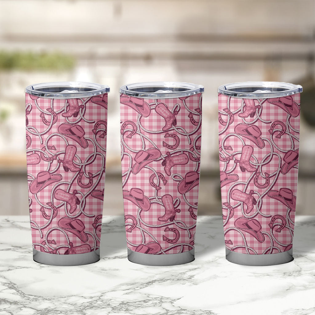 Pink Hawaii Palaka Cowboy Tumbler Cup Hawaiian Paniolo Festival Spirit