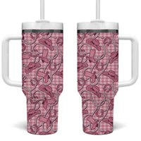 Pink Hawaii Palaka Cowboy Tumbler With Handle Hawaiian Paniolo Festival Spirit