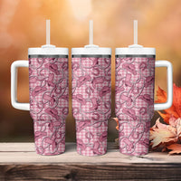 Pink Hawaii Palaka Cowboy Tumbler With Handle Hawaiian Paniolo Festival Spirit