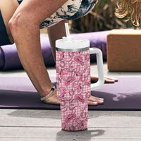 Pink Hawaii Palaka Cowboy Tumbler With Handle Hawaiian Paniolo Festival Spirit