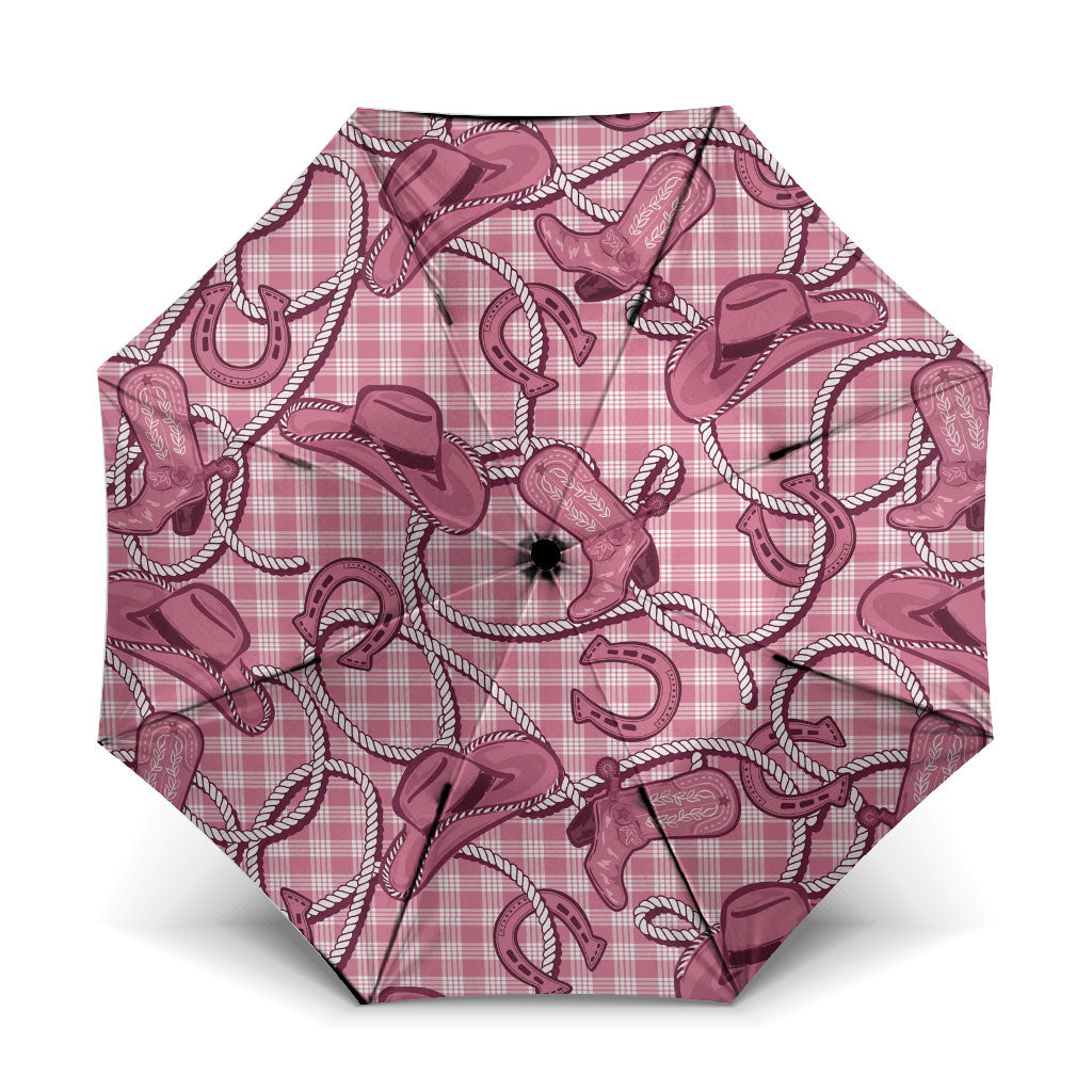 Pink Hawaii Palaka Cowboy Umbrella Hawaiian Paniolo Festival Spirit
