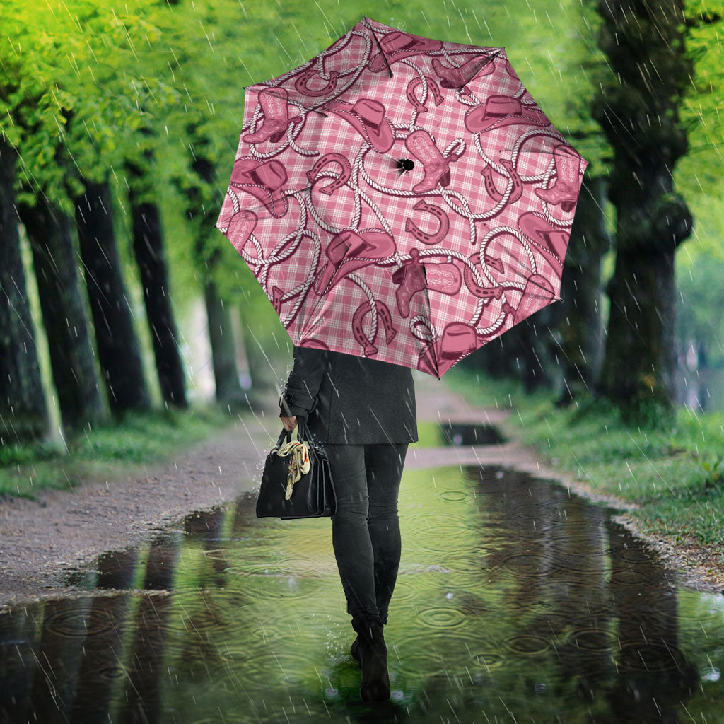 Pink Hawaii Palaka Cowboy Umbrella Hawaiian Paniolo Festival Spirit