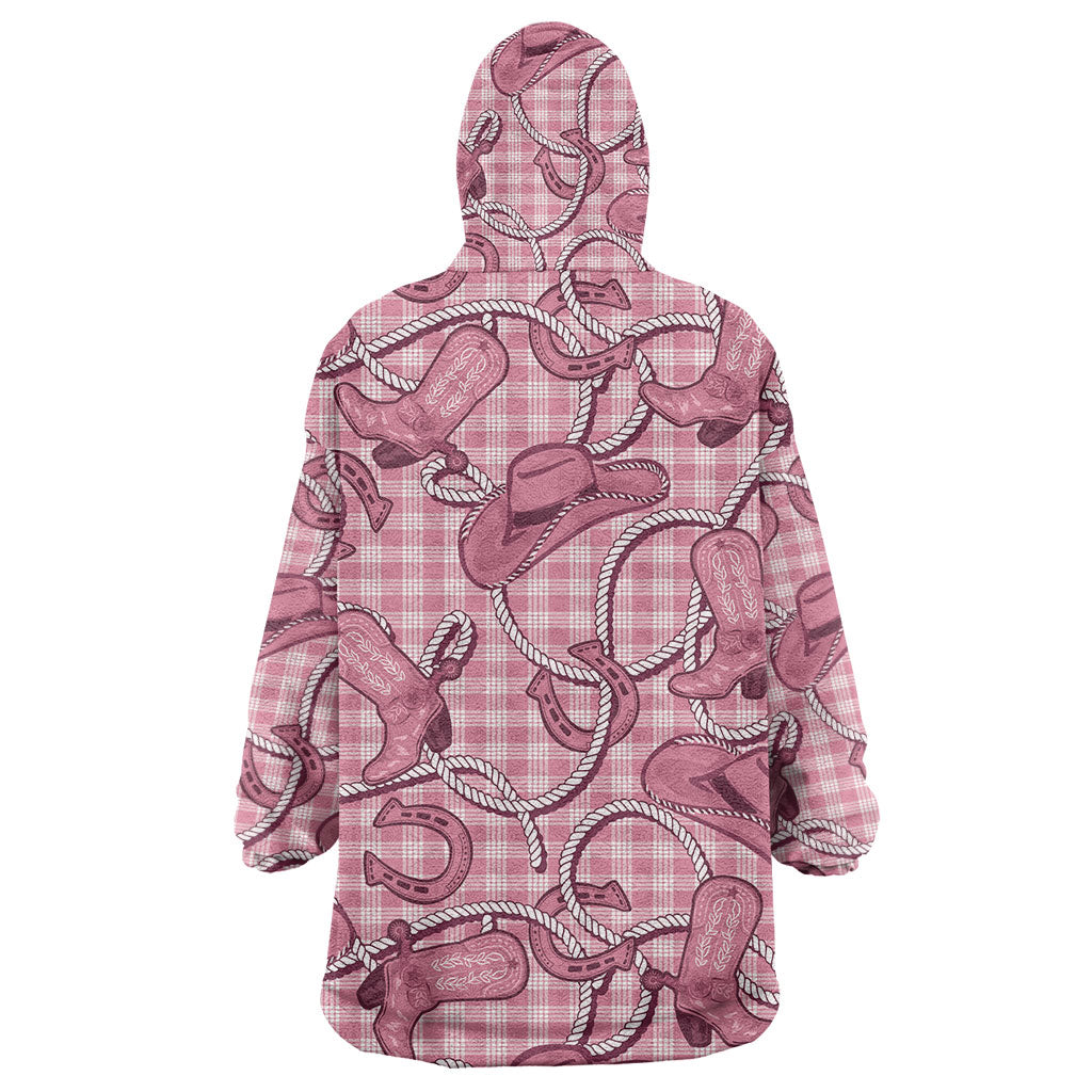 Pink Hawaii Palaka Cowboy Wearable Blanket Hoodie Hawaiian Paniolo Festival Spirit