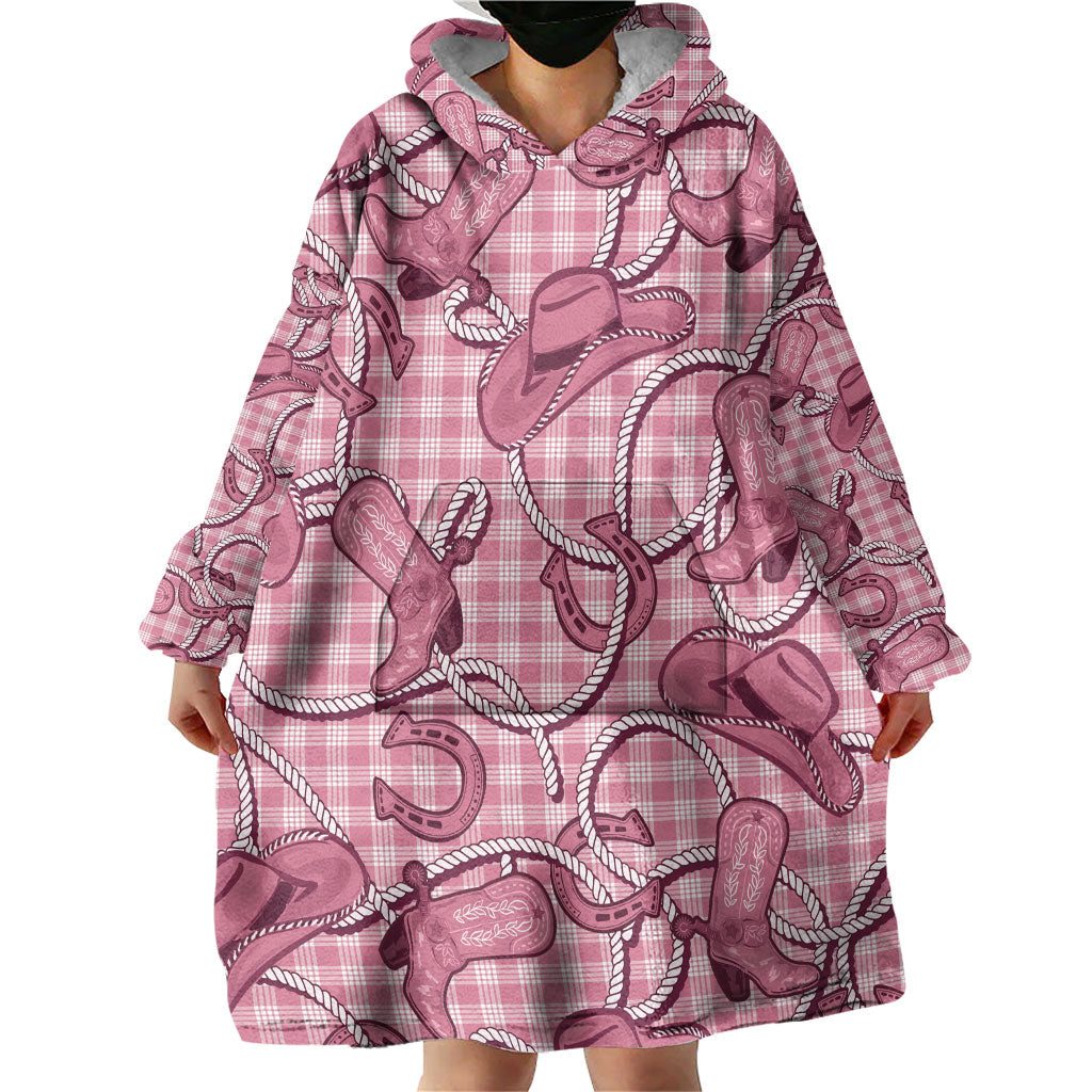 Pink Hawaii Palaka Cowboy Wearable Blanket Hoodie Hawaiian Paniolo Festival Spirit