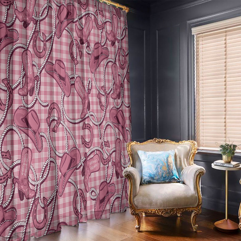 Pink Hawaii Palaka Cowboy Window Curtain Hawaiian Paniolo Festival Spirit
