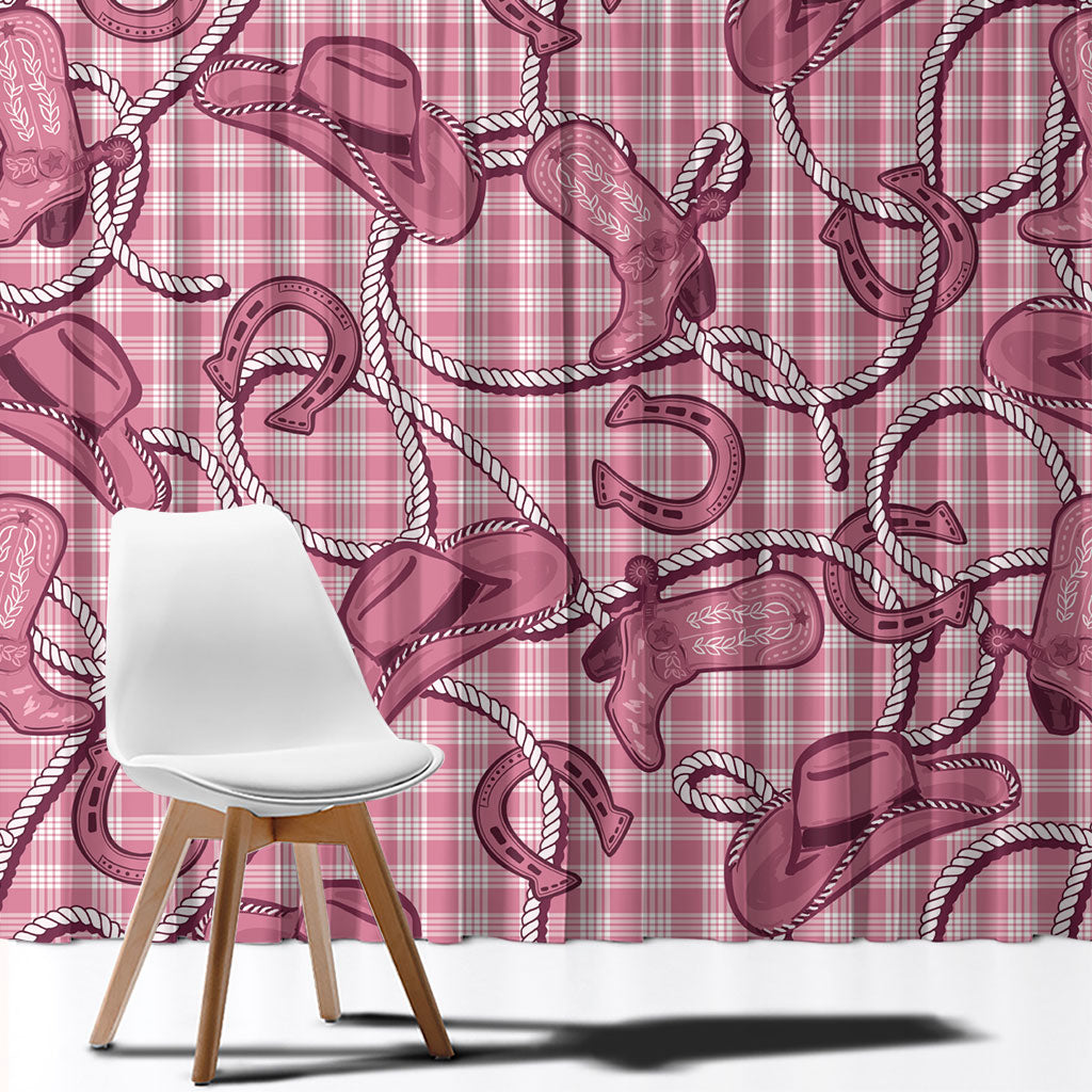 Pink Hawaii Palaka Cowboy Window Curtain Hawaiian Paniolo Festival Spirit