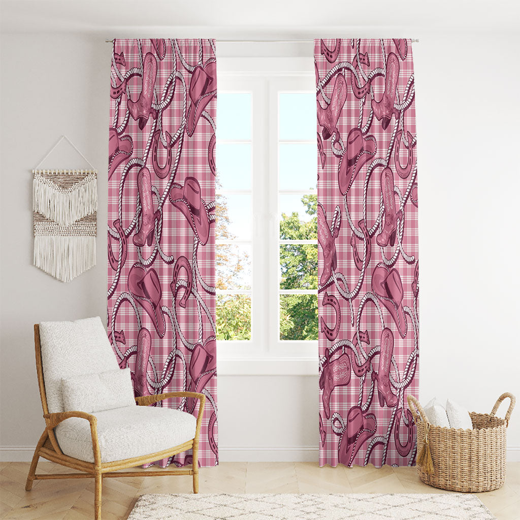 Pink Hawaii Palaka Cowboy Window Curtain Hawaiian Paniolo Festival Spirit