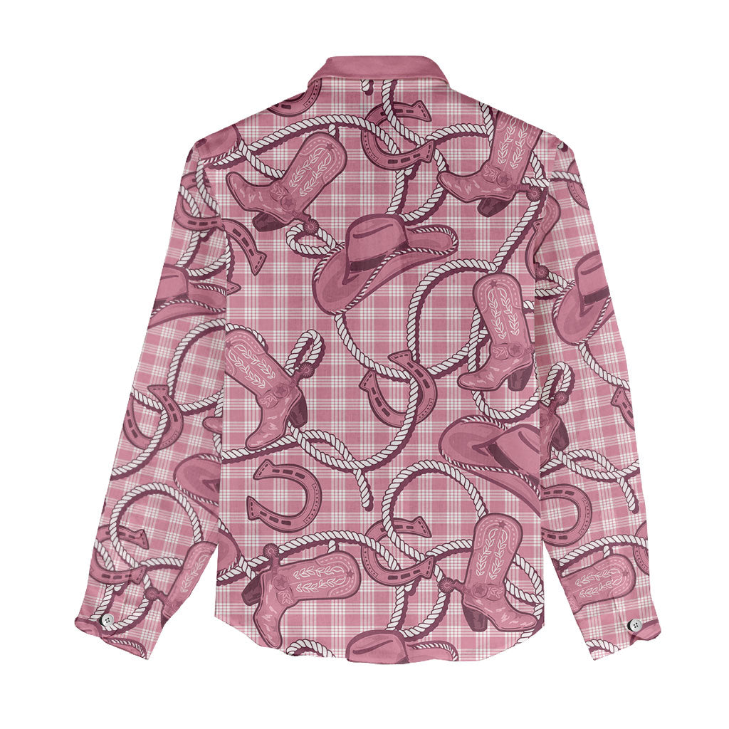 Pink Hawaii Palaka Cowboy Women Casual Shirt Hawaiian Paniolo Festival Spirit