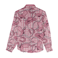 Pink Hawaii Palaka Cowboy Women Casual Shirt Hawaiian Paniolo Festival Spirit