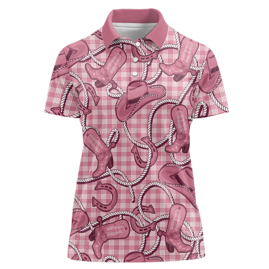 Pink Hawaii Palaka Cowboy Women Polo Shirt Hawaiian Paniolo Festival Spirit