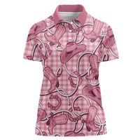Pink Hawaii Palaka Cowboy Women Polo Shirt Hawaiian Paniolo Festival Spirit