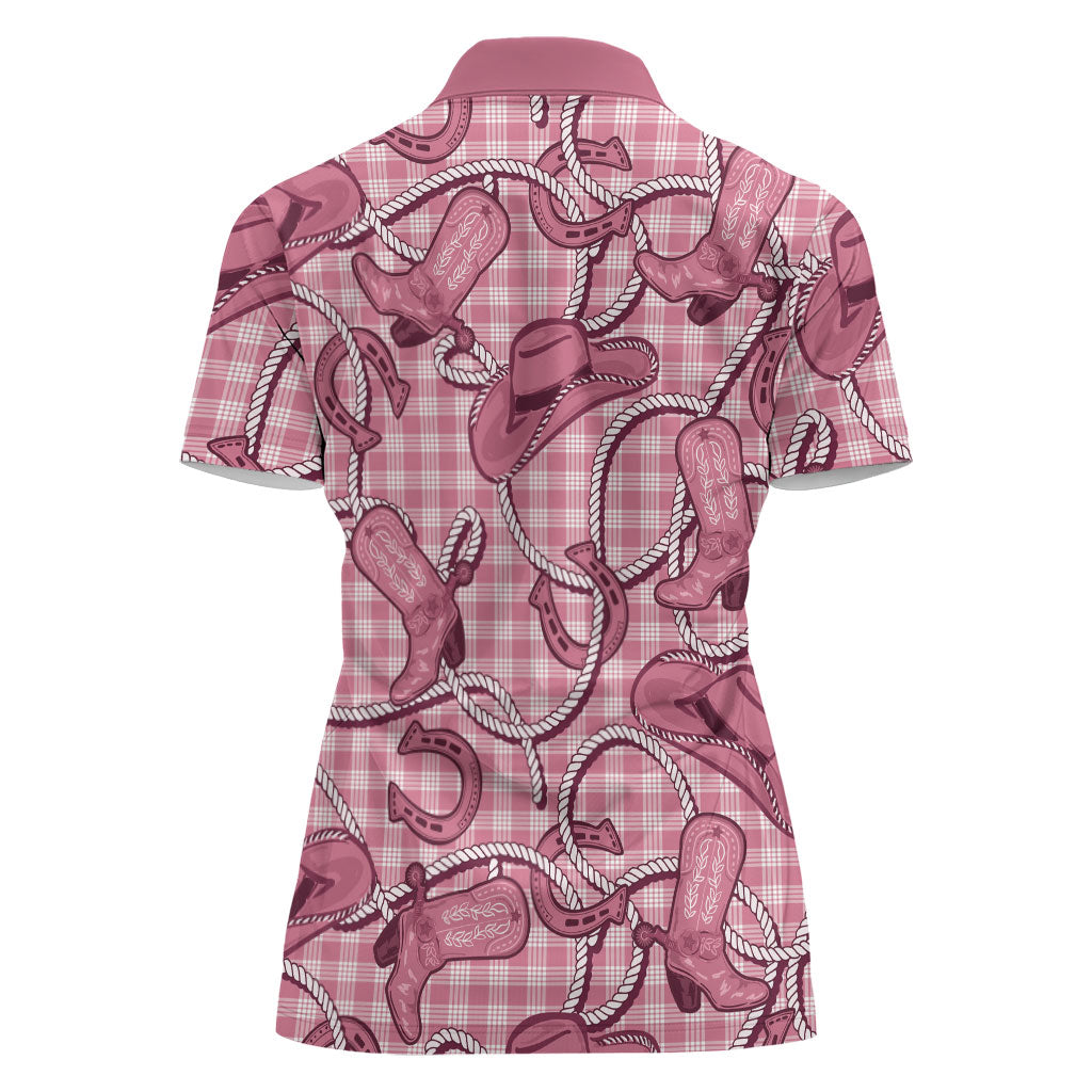 Pink Hawaii Palaka Cowboy Women Polo Shirt Hawaiian Paniolo Festival Spirit