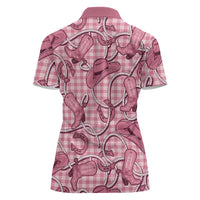 Pink Hawaii Palaka Cowboy Women Polo Shirt Hawaiian Paniolo Festival Spirit