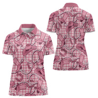 Pink Hawaii Palaka Cowboy Women Polo Shirt Hawaiian Paniolo Festival Spirit
