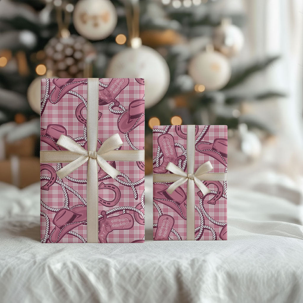 Pink Hawaii Palaka Cowboy Wrapping Paper Hawaiian Paniolo Festival Spirit