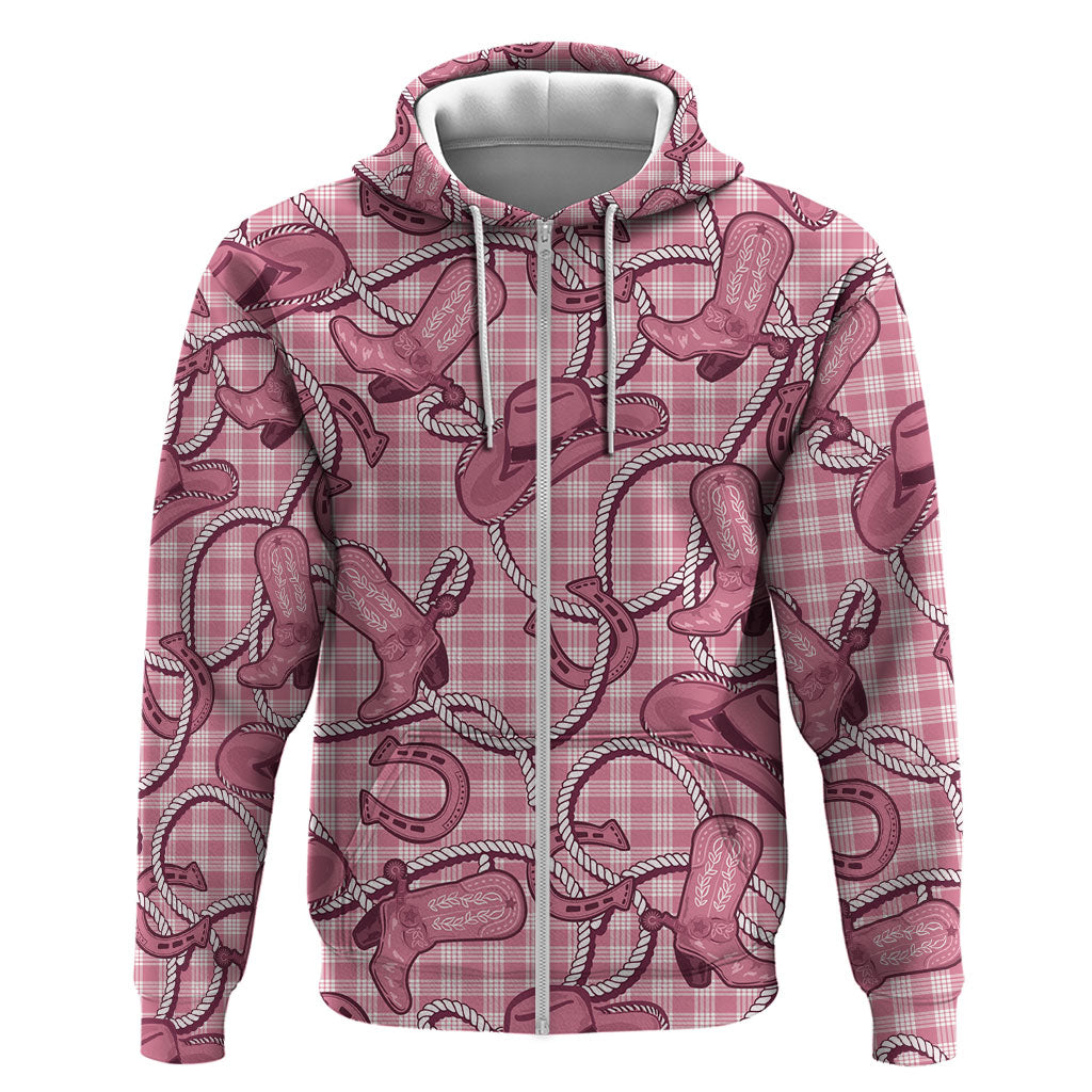 Pink Hawaii Palaka Cowboy Zip Hoodie Hawaiian Paniolo Festival Spirit LT19 Zip Hoodie Pink - Polynesian Pride