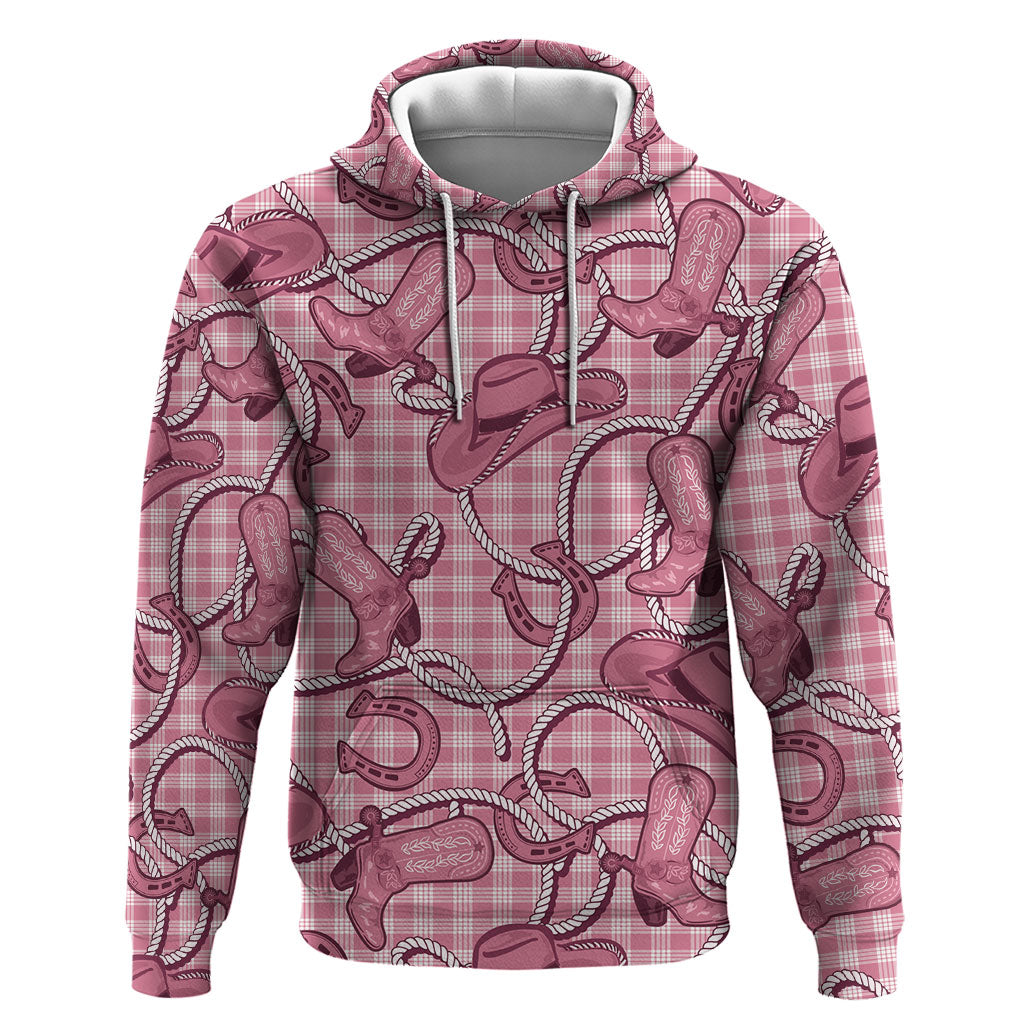 Pink Hawaii Palaka Cowboy Zip Hoodie Hawaiian Paniolo Festival Spirit