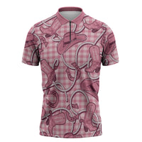 Pink Hawaii Palaka Cowboy Zipper Polo Shirt Hawaiian Paniolo Festival Spirit