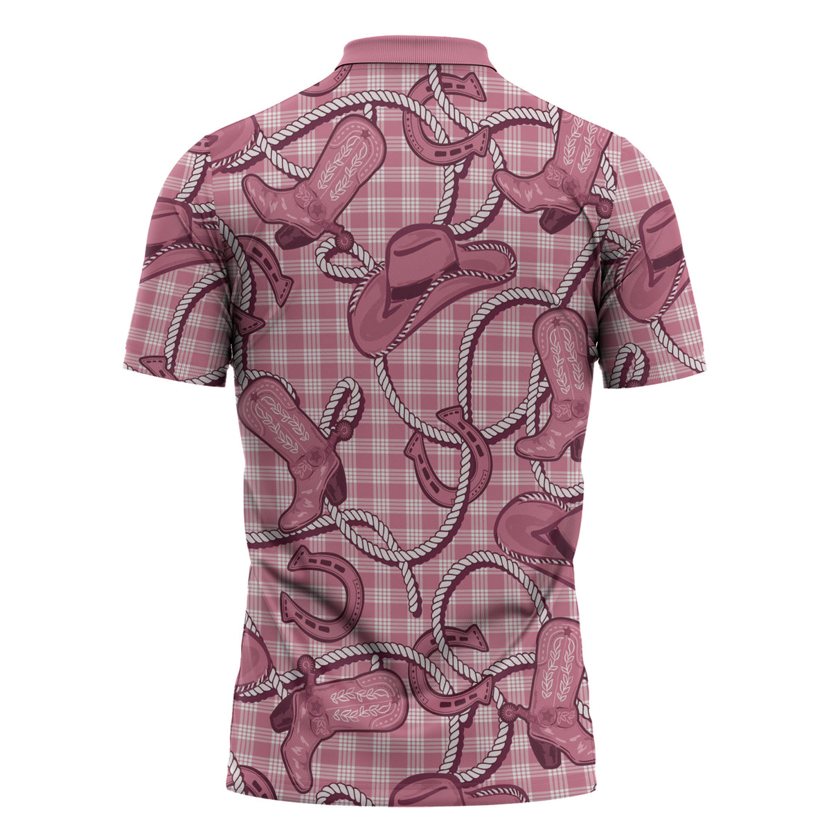 Pink Hawaii Palaka Cowboy Zipper Polo Shirt Hawaiian Paniolo Festival Spirit