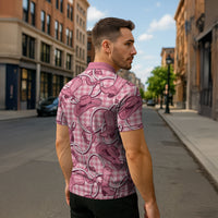 Pink Hawaii Palaka Cowboy Zipper Polo Shirt Hawaiian Paniolo Festival Spirit