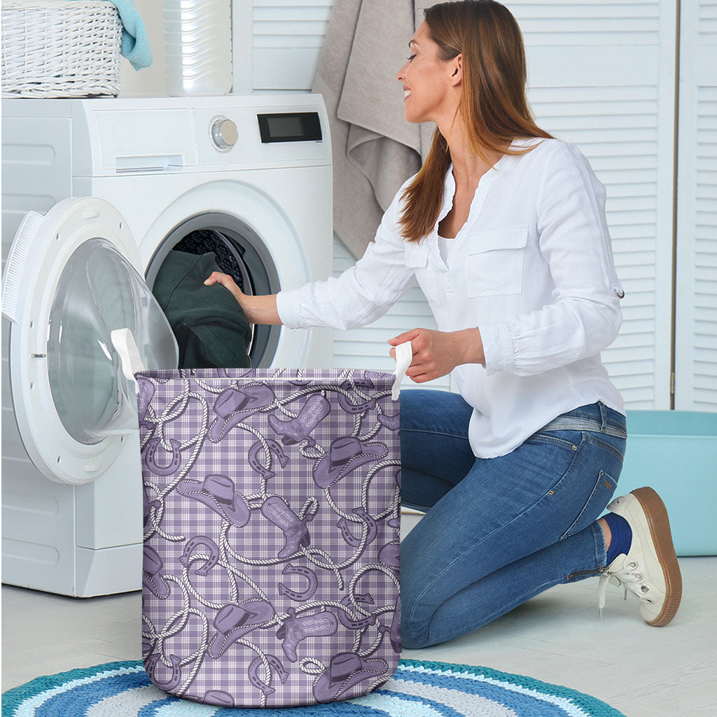 Purple Hawaii Palaka Cowboy Laundry Basket Hawaiian Paniolo Festival Spirit