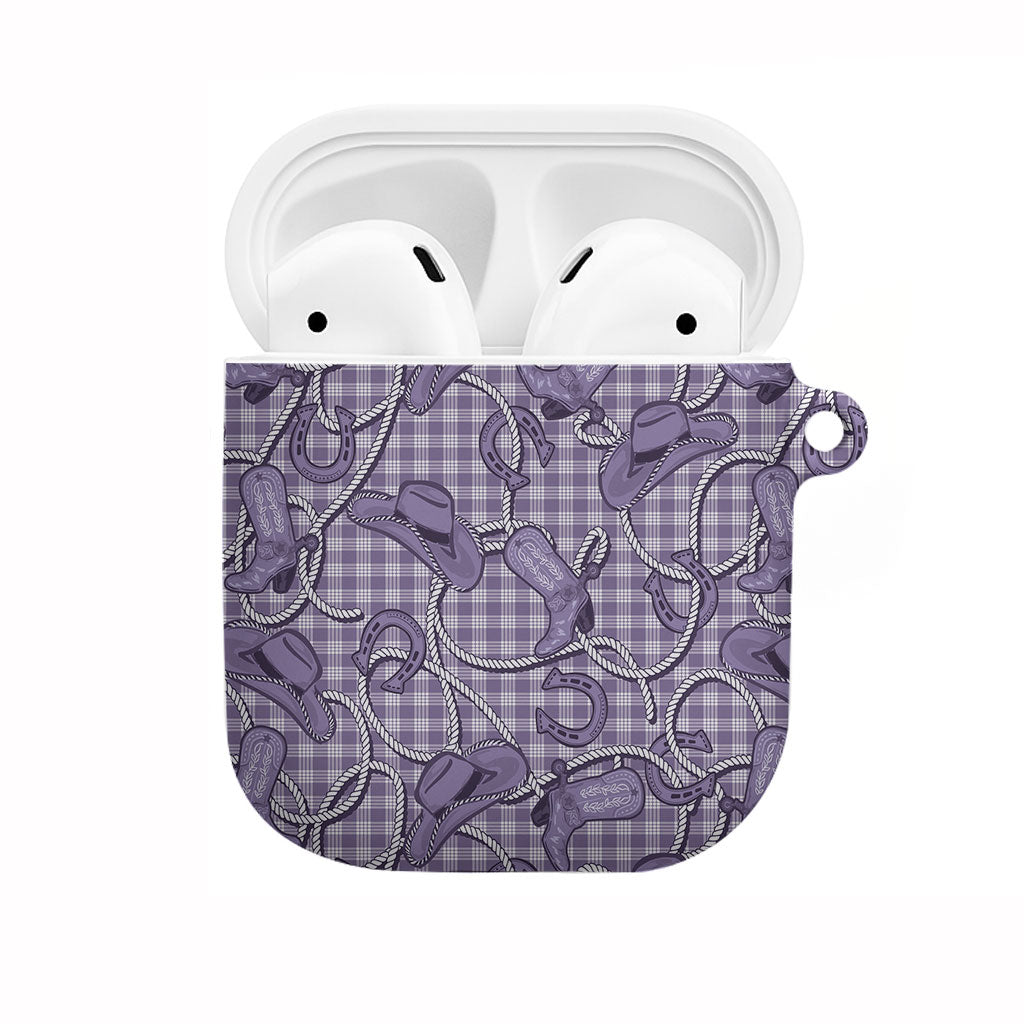 Purple Hawaii Palaka Cowboy AirPods Case Hawaiian Paniolo Festival Spirit