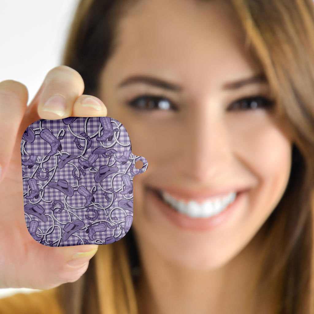 Purple Hawaii Palaka Cowboy AirPods Case Hawaiian Paniolo Festival Spirit