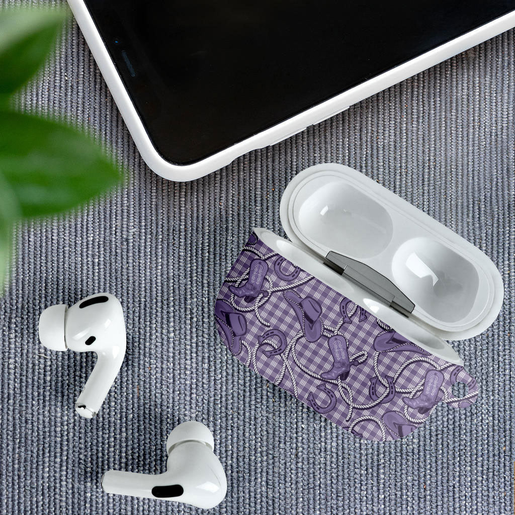 Purple Hawaii Palaka Cowboy AirPods Case Hawaiian Paniolo Festival Spirit