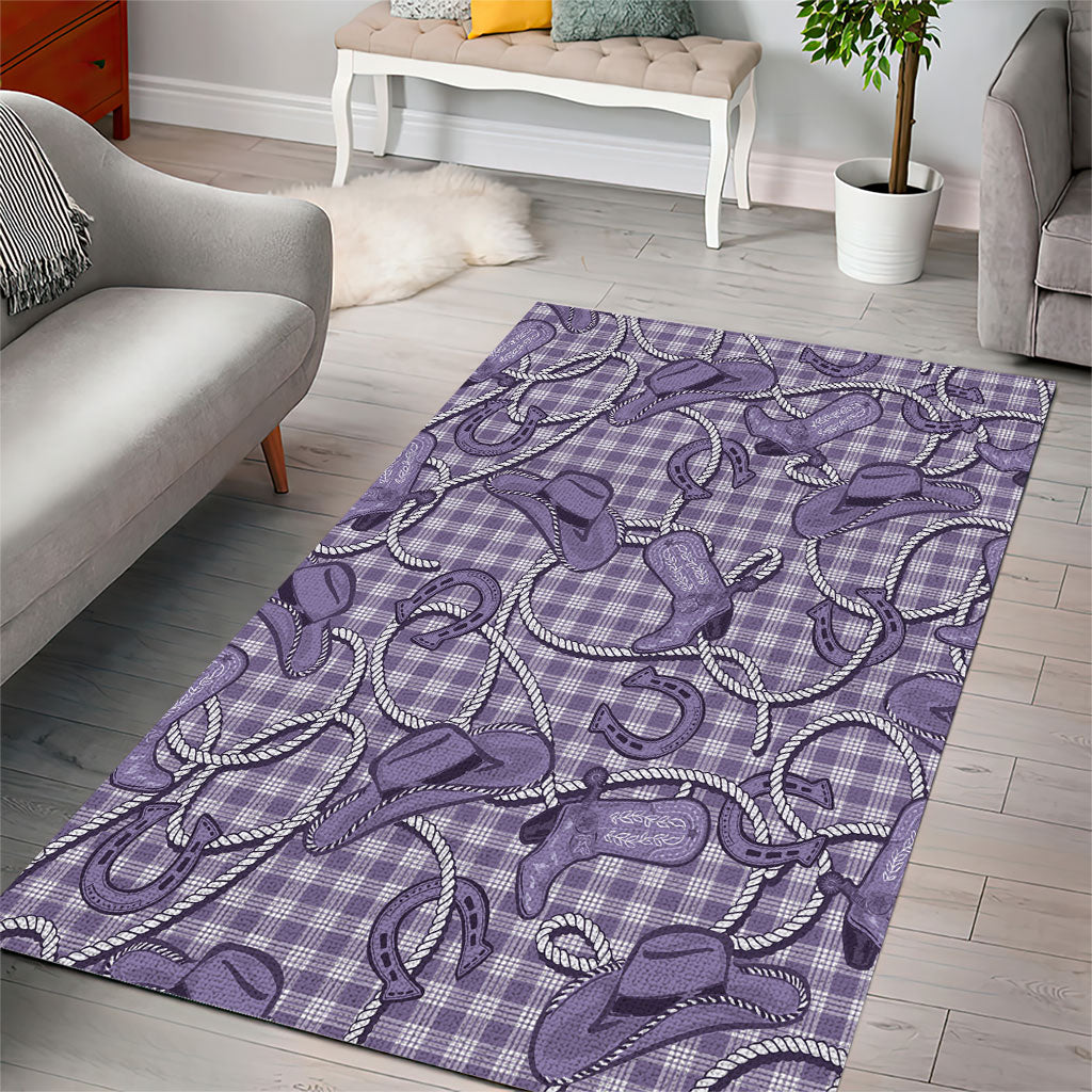 Purple Hawaii Palaka Cowboy Area Rug Hawaiian Paniolo Festival Spirit