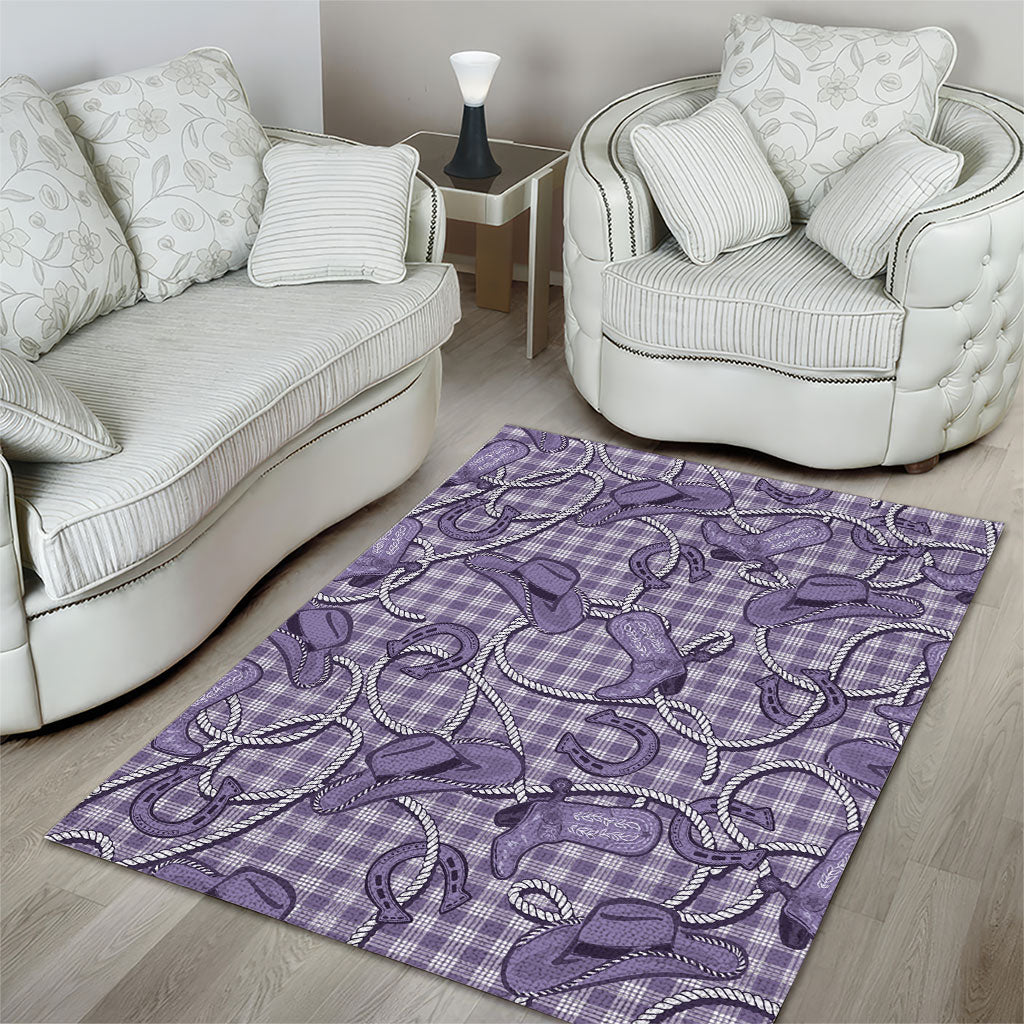 Purple Hawaii Palaka Cowboy Area Rug Hawaiian Paniolo Festival Spirit