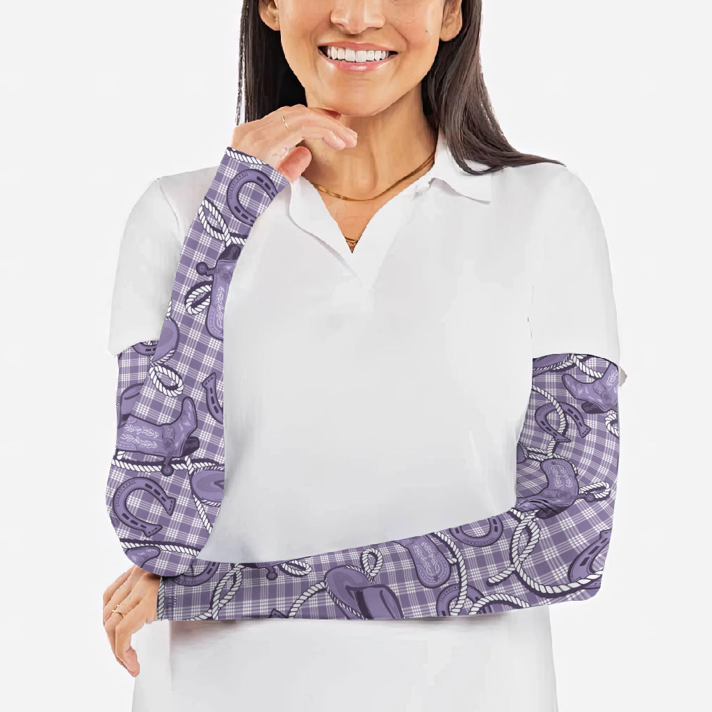 Purple Hawaii Palaka Cowboy Arm Sleeves Hawaiian Paniolo Festival Spirit