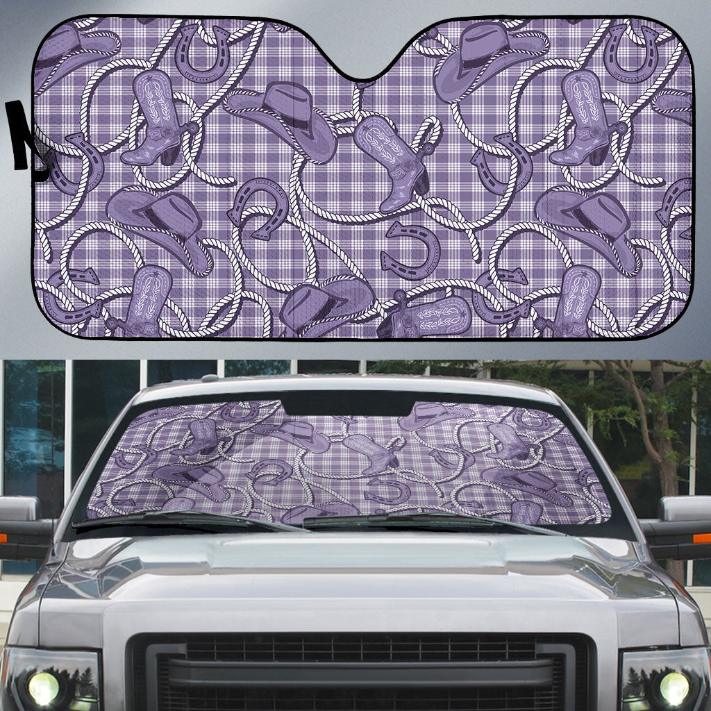 Purple Hawaii Palaka Cowboy Auto Sun Shade Hawaiian Paniolo Festival Spirit