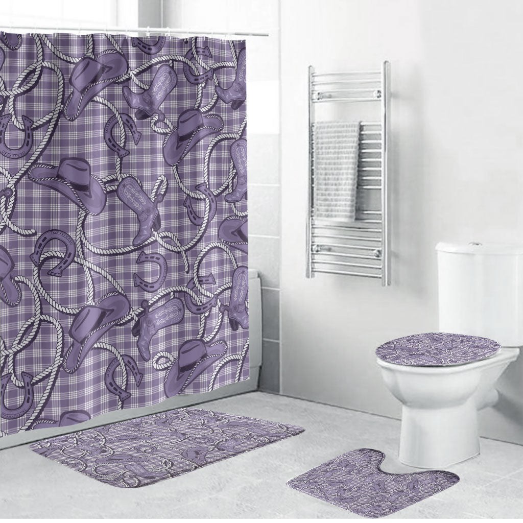 Purple Hawaii Palaka Cowboy Bathroom Set Hawaiian Paniolo Festival Spirit LT19 Bathroom Set (4 pcs) Purple - Polynesian Pride