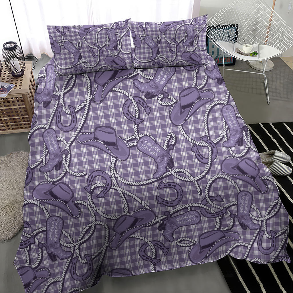 Purple Hawaii Palaka Cowboy Bedding Set Hawaiian Paniolo Festival Spirit