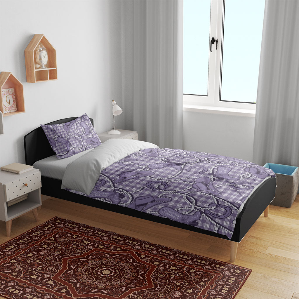 Purple Hawaii Palaka Cowboy Bedding Set Hawaiian Paniolo Festival Spirit