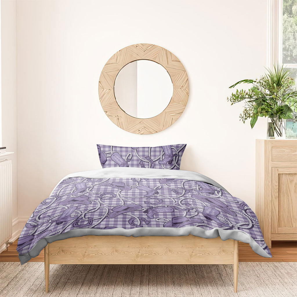 Purple Hawaii Palaka Cowboy Bedding Set Hawaiian Paniolo Festival Spirit