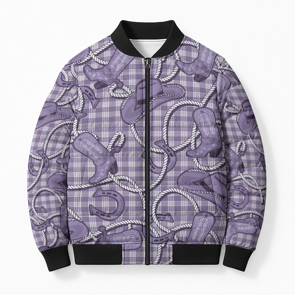 Purple Hawaii Palaka Cowboy Bomber Puffer Jacket Hawaiian Paniolo Festival Spirit