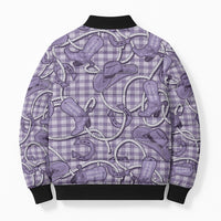 Purple Hawaii Palaka Cowboy Bomber Puffer Jacket Hawaiian Paniolo Festival Spirit