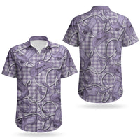 Purple Hawaii Palaka Cowboy Couples Matching Off Shoulder Maxi Dress and Hawaiian Shirt Hawaiian Paniolo Festival Spirit