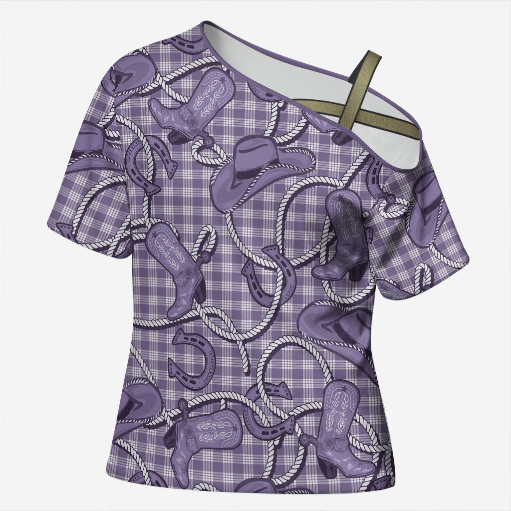 Purple Hawaii Palaka Cowboy Cross Shoulder Shirt Hawaiian Paniolo Festival Spirit
