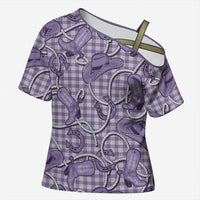 Purple Hawaii Palaka Cowboy Cross Shoulder Shirt Hawaiian Paniolo Festival Spirit