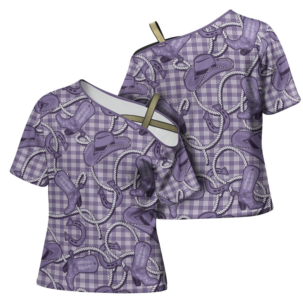 Purple Hawaii Palaka Cowboy Cross Shoulder Shirt Hawaiian Paniolo Festival Spirit