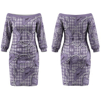 Purple Hawaii Palaka Cowboy Family Matching Off The Shoulder Long Sleeve Dress and Hawaiian Shirt Hawaiian Paniolo Festival Spirit