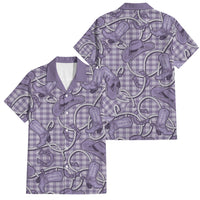 Purple Hawaii Palaka Cowboy Family Matching Off Shoulder Maxi Dress and Hawaiian Shirt Hawaiian Paniolo Festival Spirit