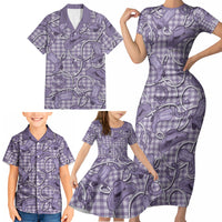 Purple Hawaii Palaka Cowboy Family Matching Short Sleeve Bodycon Dress and Hawaiian Shirt Hawaiian Paniolo Festival Spirit