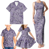 Purple Hawaii Palaka Cowboy Family Matching Tank Maxi Dress and Hawaiian Shirt Hawaiian Paniolo Festival Spirit